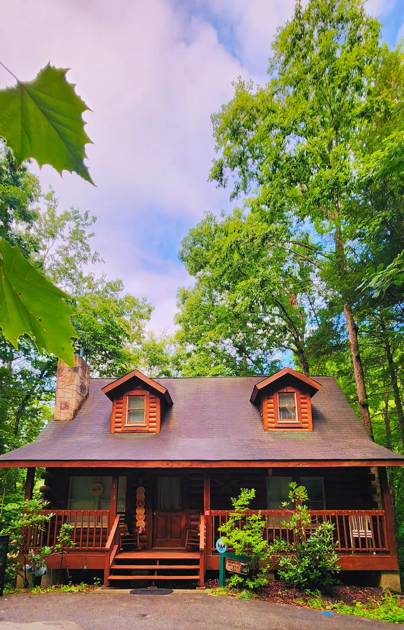 Front view of Heavenly Heights with its covered porch